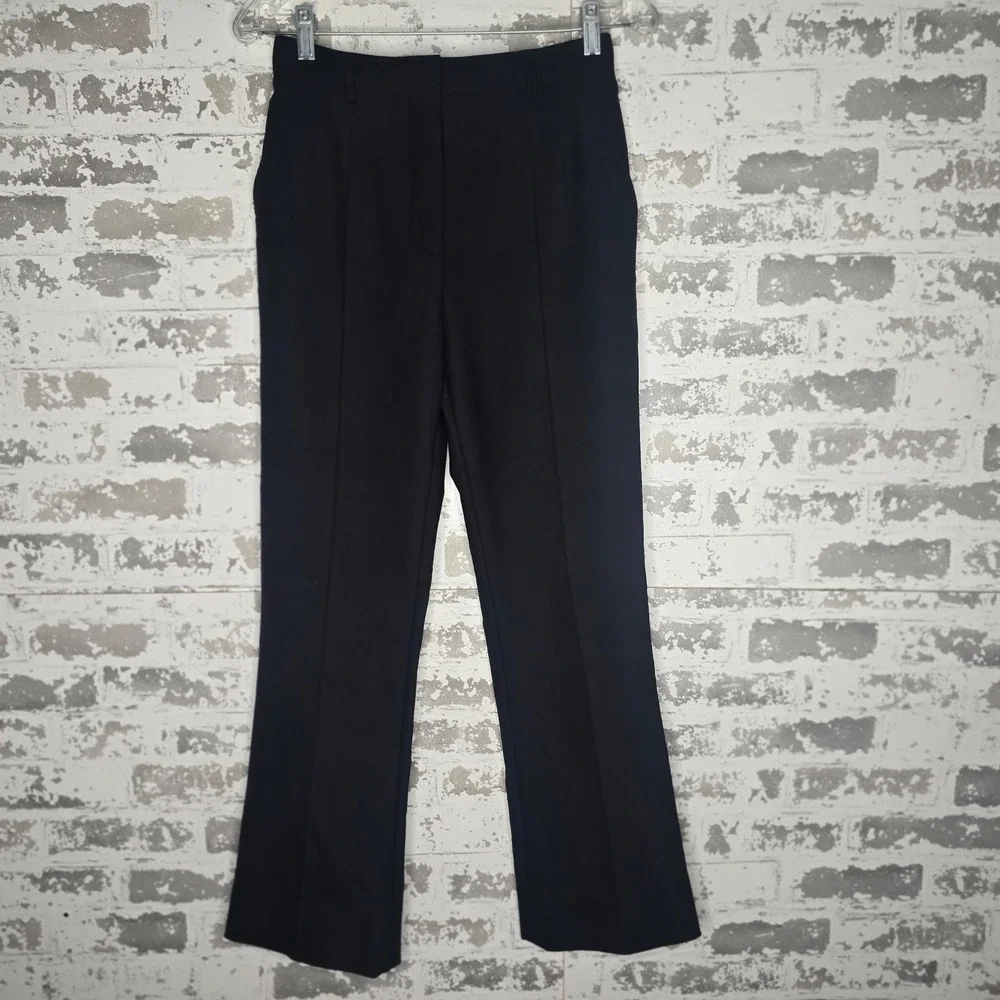Escada Black Pintuck High Rise Straight Leg Trousers Pants Size 36‎ EU 6 US